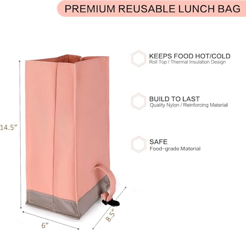 SUNNY BIRD Insulated Lunch Bag Pink Lunch Box Small Cooler Bag for Women, Girls, Adults and Teens (Pink with pink shoulder strap) - color: Pink with pink shoulder strap