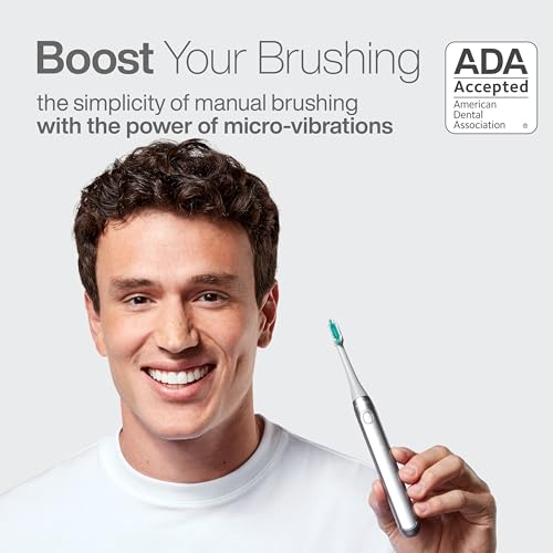 Aquasonic Icon ADA-Accepted Rechargeable Toothbrush | Magnetic Holder & Slim Travel Case | 2 Brushing Modes & Smart Timers | Gentle Micro-Vibrations (Stone) - color: Stone