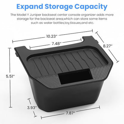 Shademax Custom for 2025 2026 Tesla Model Y Trash Can, Model Y Juniper Rear Center Console Organizer with Lid Cover, Backseat Storage Box Garbage Can Bin for 2026 Model Y Juniper Launch Accessories