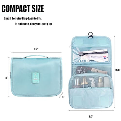 L&FY Hanging Travel Toiletry Bag Women's Cosmetic Organizer Makeup Pouch Men's Shaving Kits With Handle(Lake Blue) - color: Lake Blue, size: Compact Size