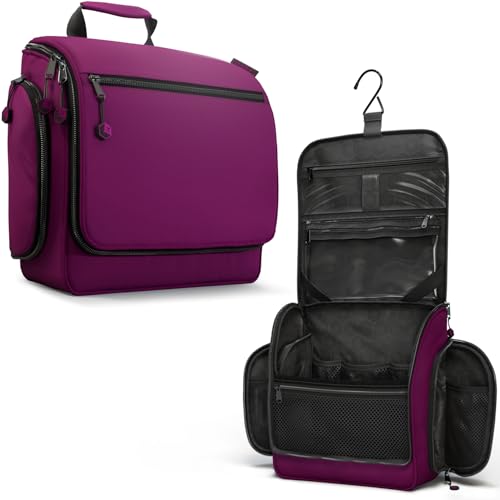 VENTURE 4TH Hanging Travel Toiletry Bag for Women & Men – Large Toiletry Organizer with 18 Compartments, Removable TSA Pouch, Travel Wash Bag for Toiletries, Makeup & Shaving Kit (Purple) - color: Purple