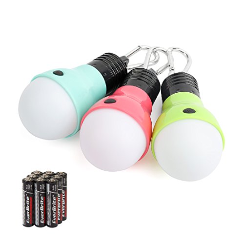 EverBrite 3-Pack Camping Lights - 3 Lighting Modes, Outdoor Portable LED Bulbs Ideal for Kids' Adventure Activities, Camping, Emergency and More, 3 x AAA Batteries Included
