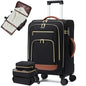 LOVEVOOK Carry on Luggage Airline Approved, 26.5 Inch Large Rolling Suitcase with Garment Bag & Spinner Wheels, Lightweight Underseat Carryon Luggage for Women Men Travel with TSA Lock,3Pcs - color: Black-brown, size: 26.5 inch （4pcs set）