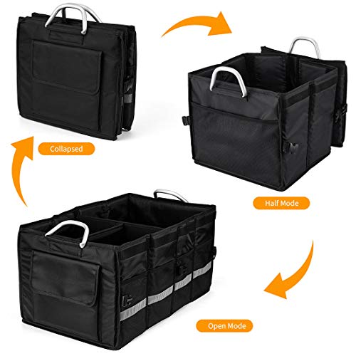 Car Trunk Organizer with Lid,Collapsible Car Trunk Storage Organizer,Multi-Compartment Car Organizer for auto, SUV, Truck, Minivan Black, X-Large