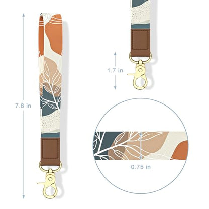 Aiawoxc Credit Card Holder, Small RFID Wallet Slim Leather Card Organizer Case with Zipper and Wristlet Strap, Abstract Boho Leaf - color: B-Desert Leaf, size: Wrist Strap