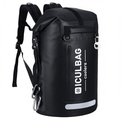 48cans Large Cooler Backpack Insulated Waterproof for Men Women Insulated Backpack Cooler Leak Proof Waterproof for 12 Hours Cooling for Camping Picnic Hiking Beach Travel Kayaking - color: Black
