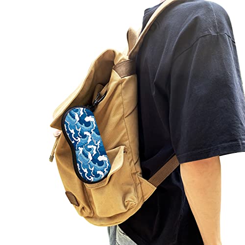Sunglasses Soft Case with Carabiner Ultra Light Neoprene Zipper Glasses Case - color: Blue Ocean