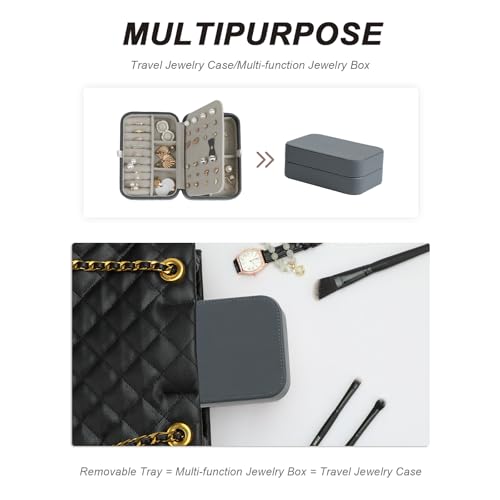 Jewelry Box for Women, Travel Jewelry Organizer Ladies Watch and Jewelry Case Travel Jewelry Case for Necklaces. (Grey) - color: Grey-2