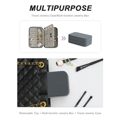Jewelry Box for Women, Travel Jewelry Organizer Ladies Watch and Jewelry Case Travel Jewelry Case for Necklaces. (Grey) - color: Grey-2