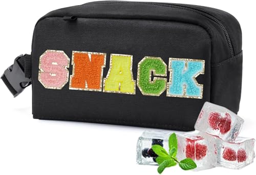 Freezable Lunch Bag,Freezable Snack Bag,Mini Cooler Bag for Travel/Work/School,Small Insulated Bag,Small Cooler Lunch Box with Ice Packs,Insulated Snack Bag,Freezable Snack Box with Handle Buckle - color: Black-snack