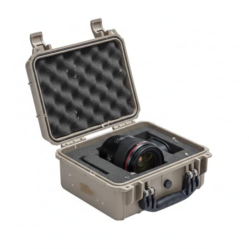 MEIJIA Portable All Weather Waterproof Protective Case,Hard Case,Camera Case With Customized Fit Foam,Fit Use of Drones,Camera,Equipments,Pistols,13.35 x11.63x5.98inches (Desert Tan) - color: Desert Tan