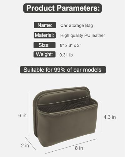 Driver's Car Storage Bag, Small Car Side Pocket Organizer for Car Seats, Doors and Consoles, PU Leather (Brown) - color: Brown