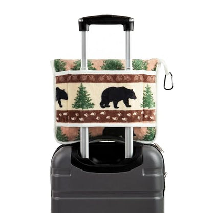 Carstens, Inc. Travel Blanket, Premium Compact 2-in-1 Airplane Blanket/Pillow, Prints & Pinecones - color: Prints & Pinecones