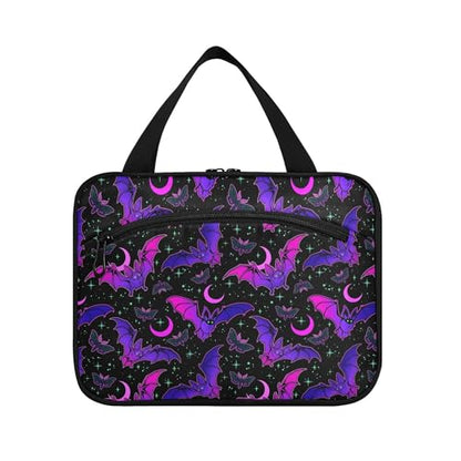 MNSRUU Hanging Toiletry Bags for Women Travel, Gothic Purple Bat Gothic Toiletry Organizer Portable Travel Toiletry Bags Clear Wash Bags Makeup Bag Cosmetic Bag - color: Skulls 218