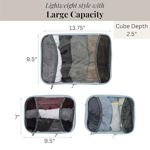 Baggallini Compression Cube 3-piece set - Lightweight Compression Packing Cubes for Travel - color: Pool