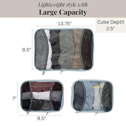 Baggallini Compression Cube 3-piece set - Lightweight Compression Packing Cubes for Travel - color: Pool