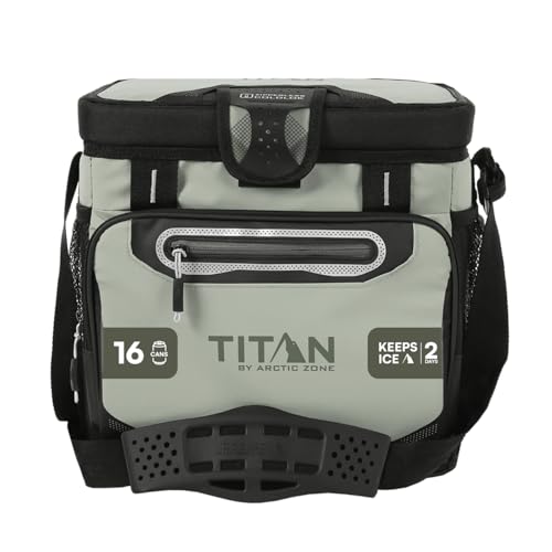 Titan by Arctic Zone Deep Freeze Cooler - Zipperless Hardbody Cooler - Deep Freeze Insulation, HardBody Liner, and SmartShelf - color: Seagrass, size: 16 Can