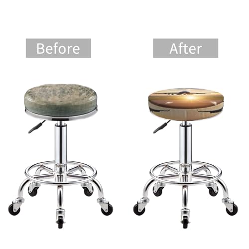 Round Bar Stool Covers 14 Inch, Airplane, 3-Layer Velvet Circular Seat Cushion Covers, Washable Non-Slip Chair Pads for Round Stools, Suitable for Thick Within 2.76 Inch - size: 14 inch