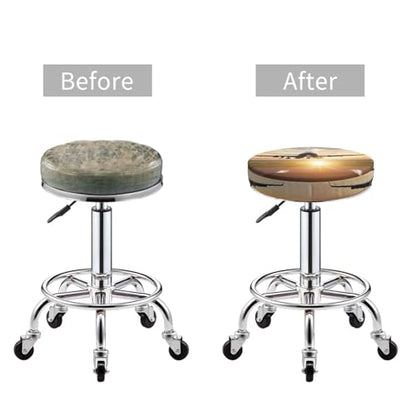 Round Bar Stool Covers 14 Inch, Airplane, 3-Layer Velvet Circular Seat Cushion Covers, Washable Non-Slip Chair Pads for Round Stools, Suitable for Thick Within 2.76 Inch - size: 14 inch