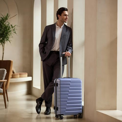 Coolife Medium Checked Luggage with Spinner Wheels Hardside Suitcase TSA Lock Telescopic Handle(Blue) - color: blue, size: Medium(24in)