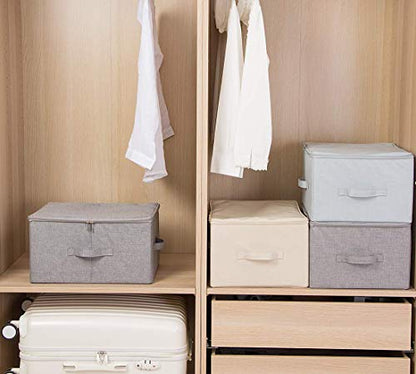 iwill CREATE PRO Pack of 3, 17.7 * 13.8 * 9.8" Stackable Folding Storage Baskets with Lid & Carry Handles & Memo Pocket, Good Wardrobe Separator Bins, Dark Gray - color: Dark Gray, 3pcs