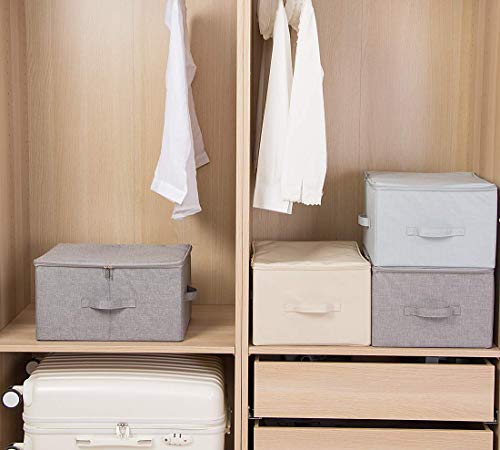 iwill CREATE PRO 17.6"x 13.6"x 9.7",Dust-proof Closet Clothes Storage Boxes with Zip Lid, Breathable Fabric & Collapsible Design Organizer Bins for Clothing Toy Dolls Shoes Blankets, Light Gray, 2pcs - color: Light Gray