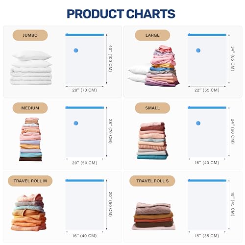 Simple Deluxe 25 Pack Space Saver Bags, Vacuum Storage Bags, Space Saver Bags for Comforters, Blankets, Bedding, Pillows and Clothes, Hand Pump Included(5 Jumbo/5 Large/5 Medium/5 Small/5 Roll M) - size: 25 Combo