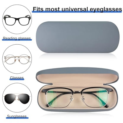 Joyberg Glasses Case, 2 Pack Eyeglass Case with Cleaning Cloth, Glasses Case Hard Shell Fits Most Glasses - color: Gray
