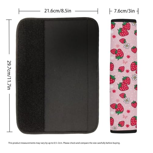 Cute Strawberry 2Pcs Car Seat Belt Cover Pads,Seat Belt Cushion Comfortable Anti-Slip Universal Auto Seat Straps for Vehicle Truck SUV Van Sedan - color: Cute Red Strawberry
