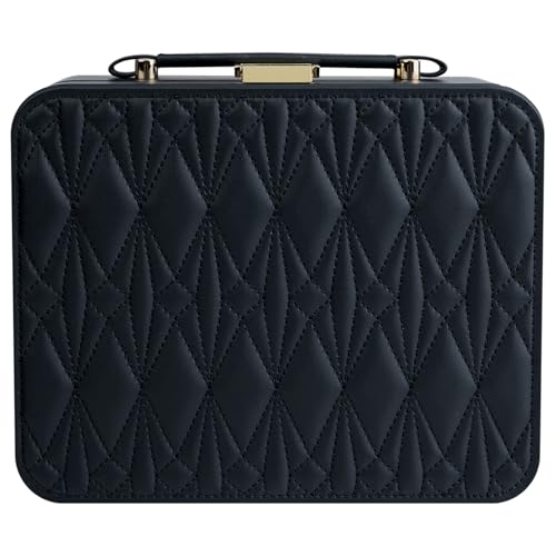Travel Jewelry Box Jewelry Storage Case Jewelry Suitcase for Women and Men 2 Layer Jewelry Organizer Box with Removable Tray (Black) - color: Black-2