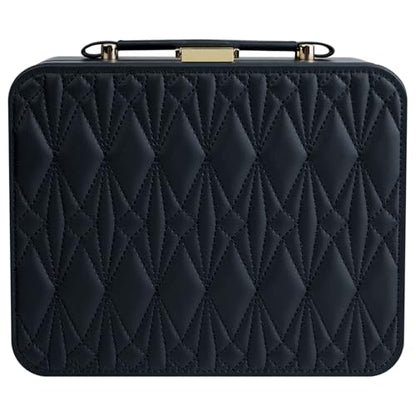 Travel Jewelry Box Jewelry Storage Case Jewelry Suitcase for Women and Men 2 Layer Jewelry Organizer Box with Removable Tray (Black) - color: Black-2