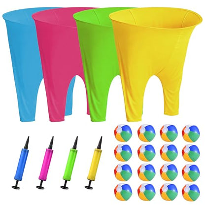 Granny Pants Outdoor Game Set, 4 Giant Pants with 16 Bouncy Balls & 4 Pumps, Funny Yard Toss Relay Game for Teens & Adults, Outdoor Party Game for BBQ, Picnic, Family Reunion & Team Building