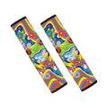 Cute Frog Car Seat Belt Pad Cover 2-Pack Soft Car Safety Seat Belt Strap Shoulder Pad Anti-Slip Shoulder Strap Protect Universal Fit Most Cars Women Men - color: Cute Hippie Flower Frog