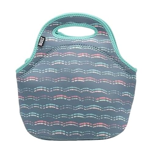 Built Gourmet Getaway Neoprene Lunch Bag - Insulated, Reusable, & Machine-Washable Lunch Tote for Hot and Cold Food Storage, Lightweight & Reusable - One Size (Scallop Stripe) - color: Scallop Stripe
