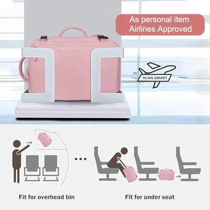Hanples Carry on Travel Backpack for Women, Large 40L Personal Item Luggage Backpack,17inch Laptop Backpack TSA Flight Approved, Travel Essentials Casual Daypack with 2 Toiletry Bags (Pink) - color: Pink, size: X-Large
