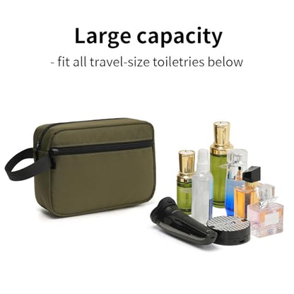 Travel Hanging Toiletry Bag with Carry Handle - Water-Resistant Small Cosmetic Organizer for Men & Women, Makeup, Shaving Kit, Gym & Travel Essentials (Olive Green) - color: Olive Green