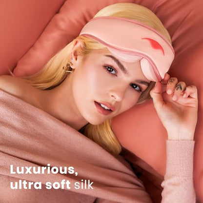 Manta Silk Mask - 100% Blackout Silky Sleep Mask, 22 Momme Premium Silk Eye Mask for Deep Sleep, Breathable & Machine Washable (Pink) - color: Pink