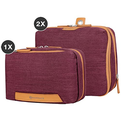 Nordace Travel Packing Organizers Set for Men and Women - 2x Packing Cubes & 1x Wash Pouch - Durable & Water Resistant (Red) - color: Red