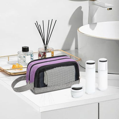 Yeiotsy Men's Travel Toiletry Bag – Small Dopp Kit with Mesh Pockets & 3 Compartments, Durable Shaving Organizer for Gym, Camping & Weekend Trips - color: Purple