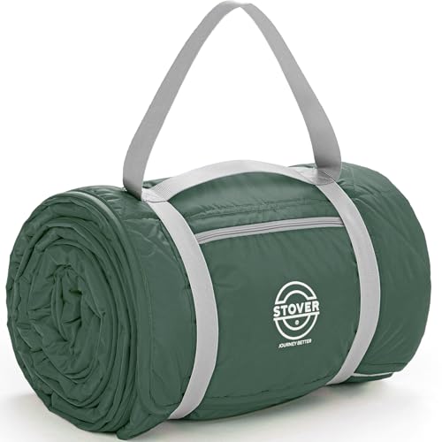 STOVER Large Waterproof Outdoor Stadium Blanket- Extra Thick Soft Fleece Camping Blanket for Travel, Picnics, Sports, Dogs 79"x55", Warm, Windproof, Sand-Proof, Lightweight, Packable (Game Day Green) - color: 01 - Game Day Green