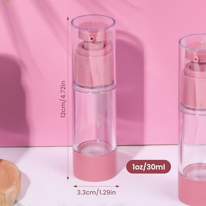 1oz 30ml Airless Pump Bottles, Refillable Leak Proof Travel Pump Bottle Toiletry Cosmetic Skincare Containers for Lotion Toner Gel Foundation (3 Pieces) - color: Pink