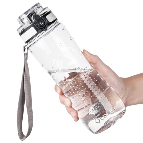 OLDLEY 25 oz Water Bottle, Motivational Water Bottle with Time Marker, Sports Water Bottle With Strap, Leakproof & BPA Free Large Water Bottles for School, Gym, Travel, Outdoor, Tritan,Transparent - color: A-Transparent, size: 25 Ounces