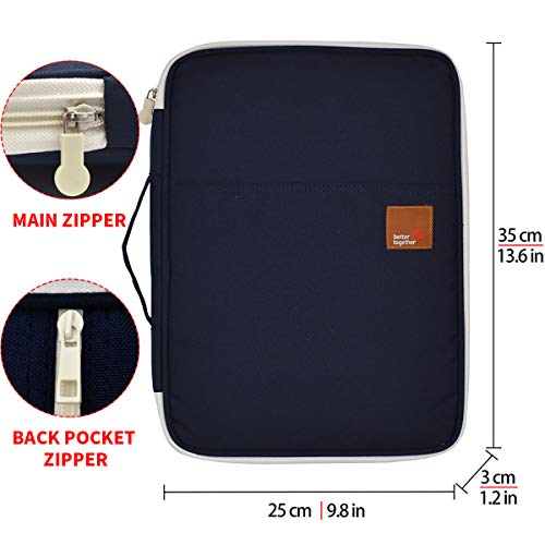 Document A4 Bag Case Waterproof Organizer Portfolio Office Travel Zipper Multi-Function Pouch - color: 01-dark Blue