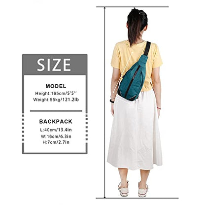 WATERFLY Tiny Crossbody Sling Backpack Anti Theft Backpack for Traveling Chest Shoulder Bag (Teal Blue) - color: Teal Blue (Small)