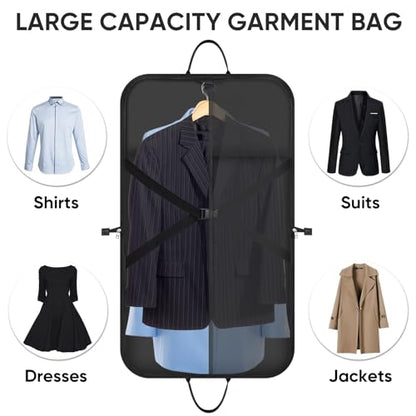 BALEINE Travel Garment Bag, Travel Suit Bag for Men, Water Resistant Carry on Garment Bag for Hanging Clothes, Garment Duffel Bag for Travel Business (Black) - color: Black