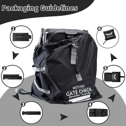 MOYAQI Stroller Travel Bag for Airplane, Gate Check Bag Backpack with Durable Nylon,Adjustable Carry Straps,Infant Carriers & Booster Seats (Black) - color: Black