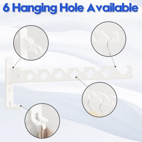 Wall Mounted Clothes Drying Rack, Wall Clothes Hanger Hook for Laundry Room, Clothes Hanger Foldable, Wall Rack Indoor, Perfect for Small Spaces, White 2 Packs - color: White 2 Pack