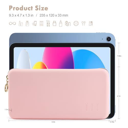 FVION Zipper Makeup Brushes Bag For Travel, Large Silicone Makeup Brush Holder, Make Up Brushes Pouch Case for Makeup Tools - Pink - color: Pink