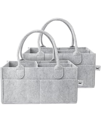 Mr. Pen- Baby Diaper Caddy Organizer, 2 Pack, Gray, Nursery Storage Bin and Car Organizer for Diapers and Baby Wipes - color: Gray, size: 2 Pack, Regular
