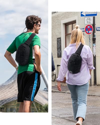 WATERFLY Small Crossbody Sling Backpack: RFID Blocking Anti Theft Sling Bag Travel Daypack Man Woman - color: Black